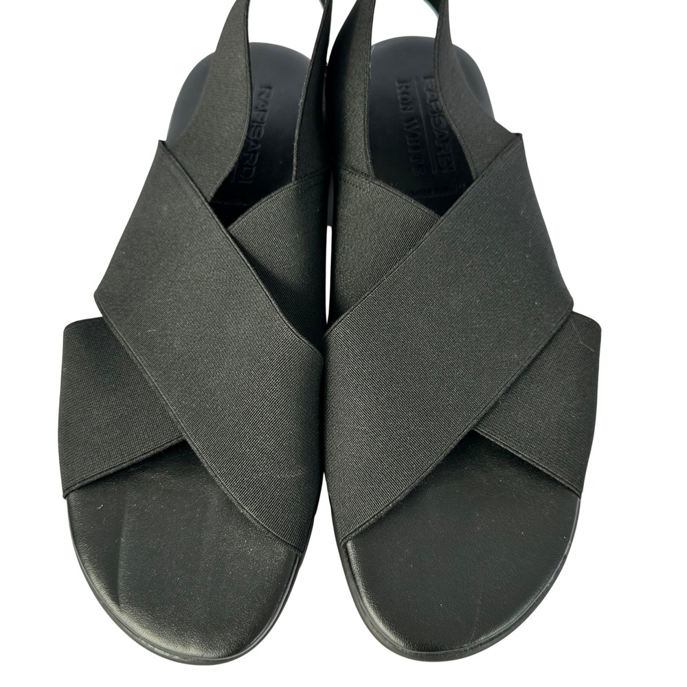 Rapisardi Ron White Black Elastic Cross Strap Wedge Sandals Made in Italy EU 41 - Picture 12 of 13